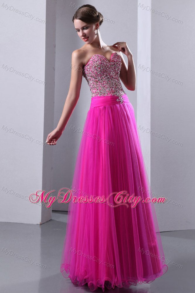 Fuchsia Sweetheart A-line Beading Prom Dress 2013 on Sale