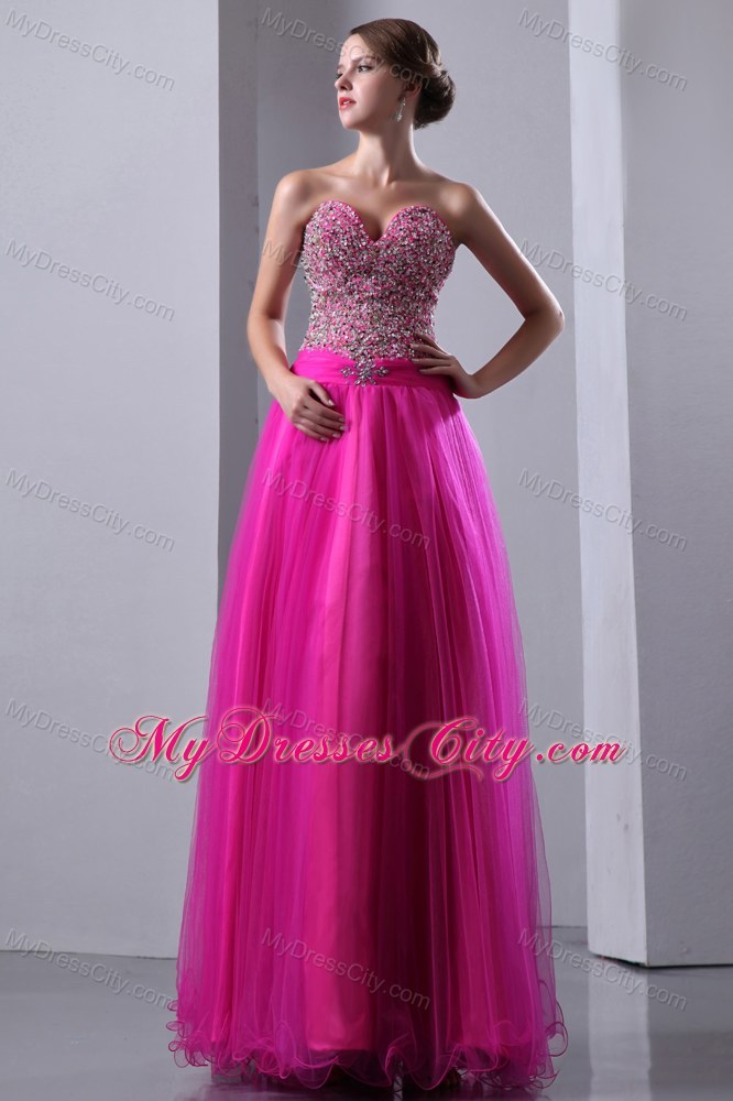 Fuchsia Sweetheart A-line Beading Prom Dress 2013 on Sale