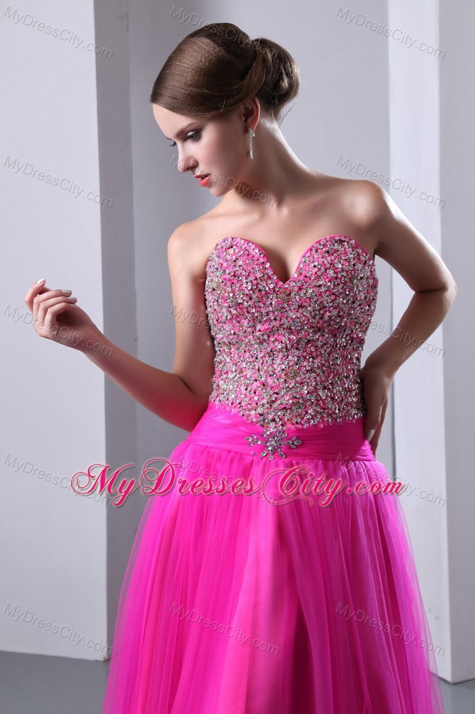 Fuchsia Sweetheart A-line Beading Prom Dress 2013 on Sale