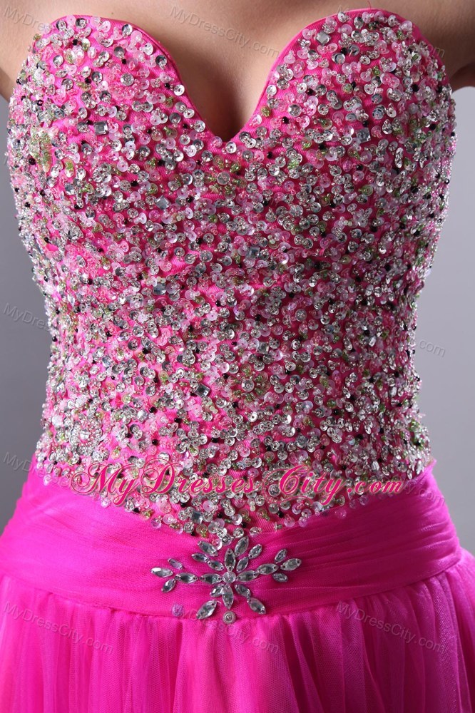 Fuchsia Sweetheart A-line Beading Prom Dress 2013 on Sale