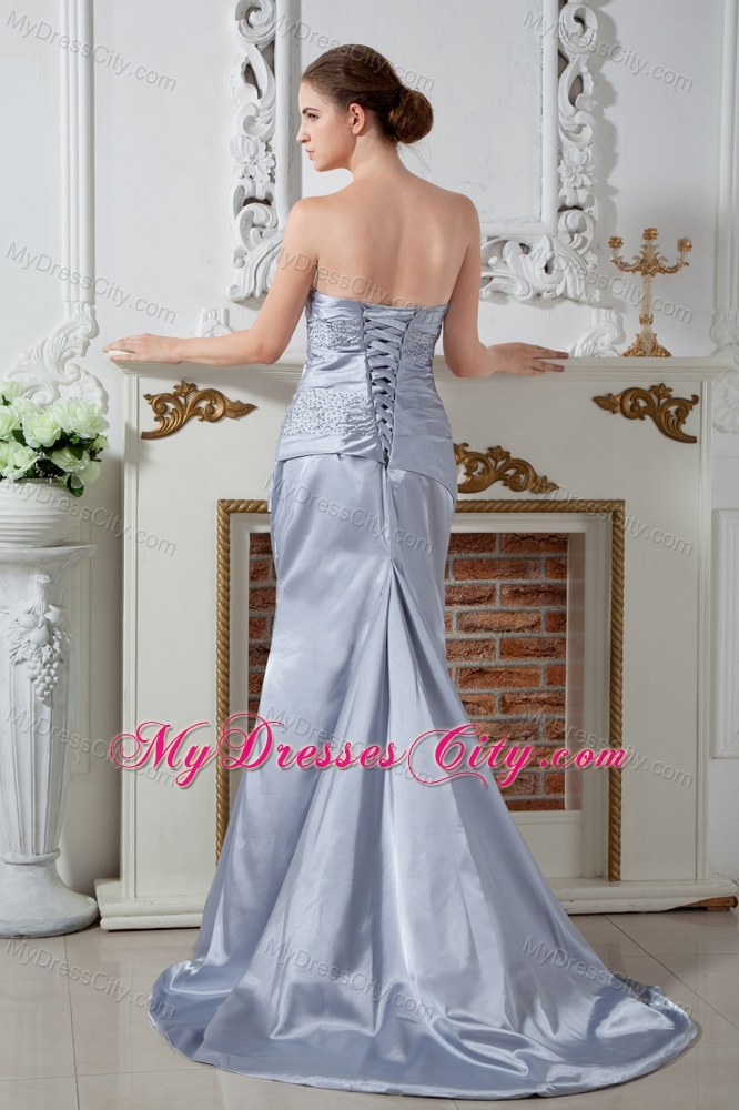 Sliver Sheath Strapless Pageant Dress with Beading and Ruches