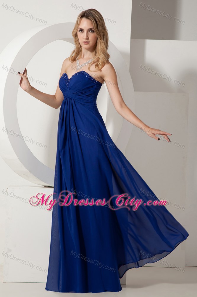 Beaded Sweetheart Royal Blue Pageant Dress Floor-length