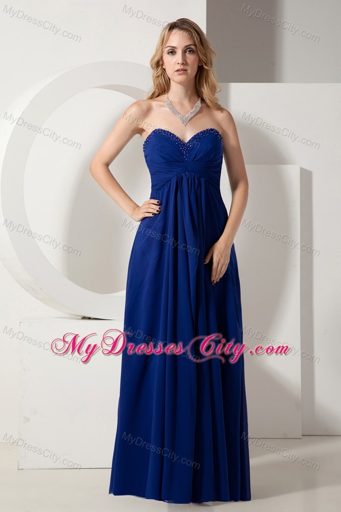 Beaded Sweetheart Royal Blue Pageant Dress Floor-length