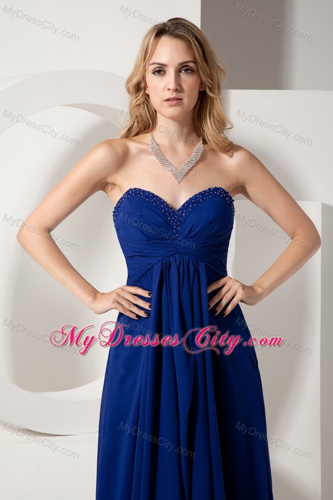 Beaded Sweetheart Royal Blue Pageant Dress Floor-length