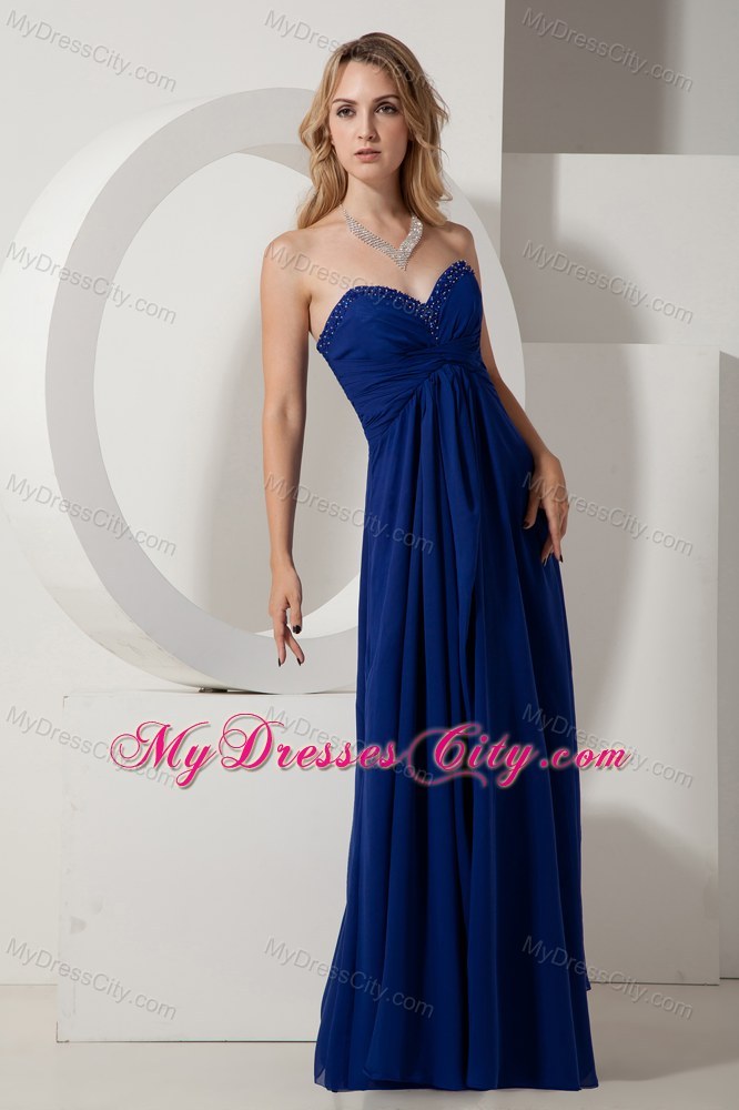 Beaded Sweetheart Royal Blue Pageant Dress Floor-length