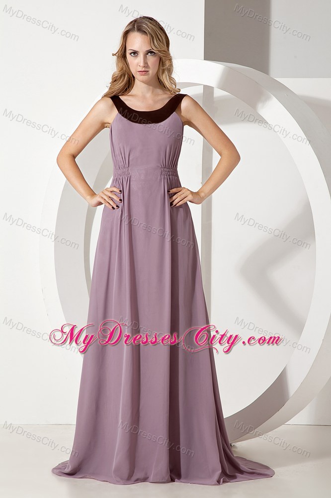 Pink Empire Chiffon Scoop Beauty Pageant Dress with Train