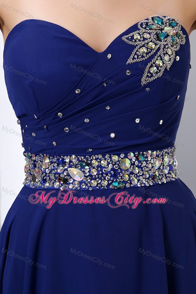 Royal Blue Sweetheart Pageant Dress with Colorful Beadings