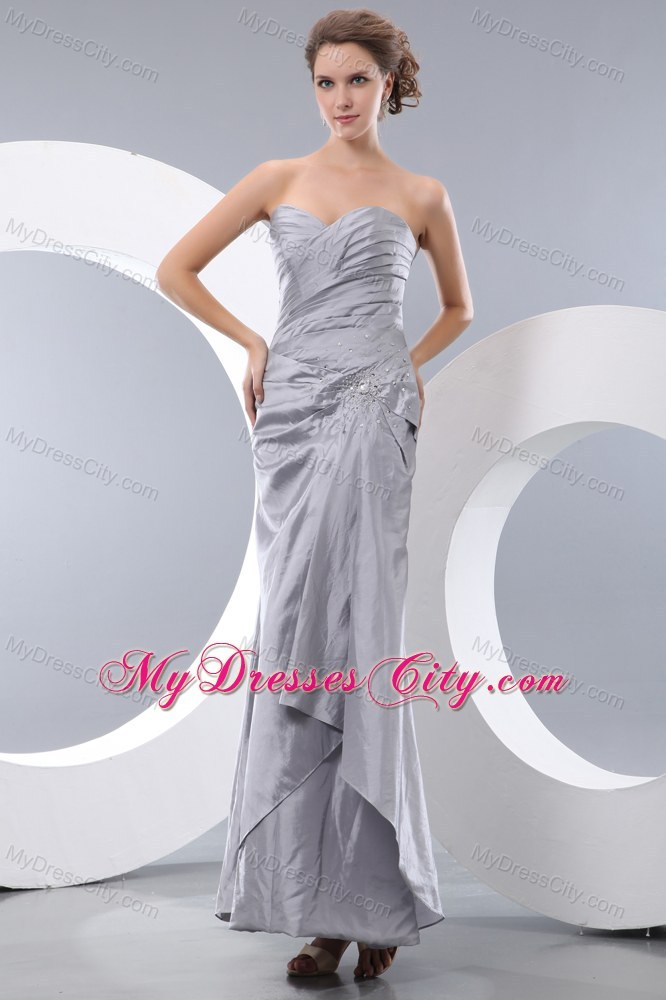 Sweetheart Gray Column Ruched Pageant Dresses Ankle-length