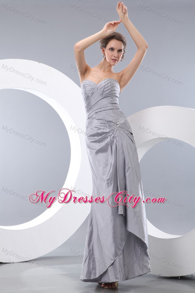 Sweetheart Gray Column Ruched Pageant Dresses Ankle-length