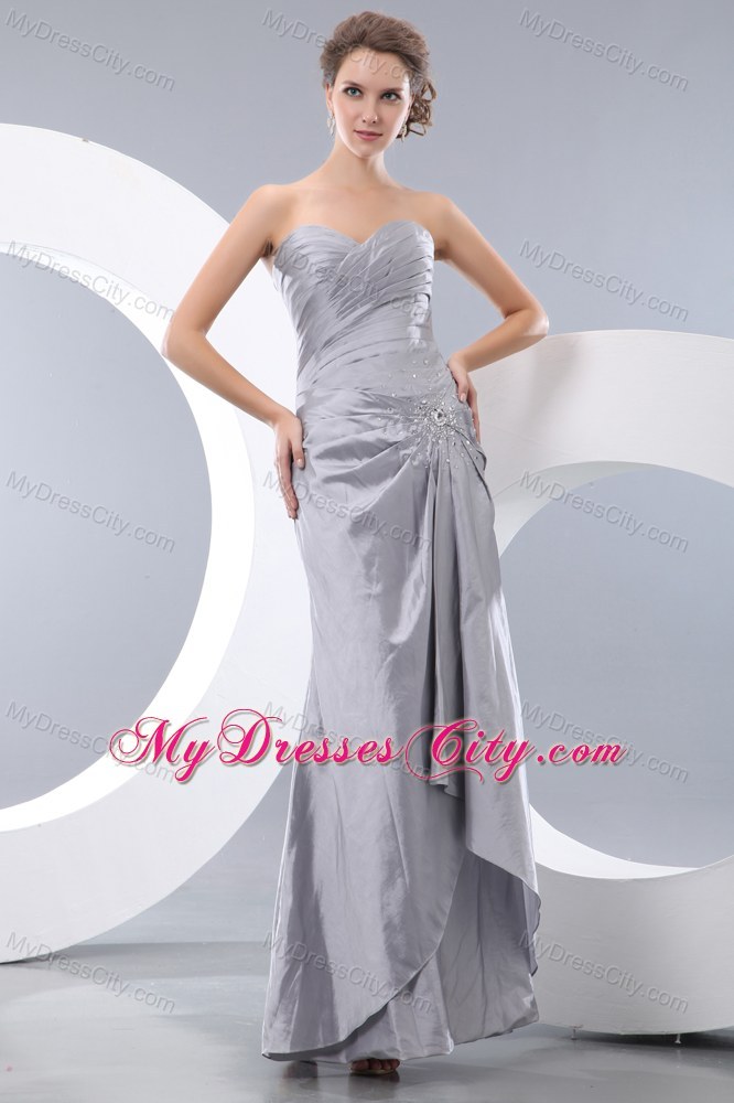 Sweetheart Gray Column Ruched Pageant Dresses Ankle-length