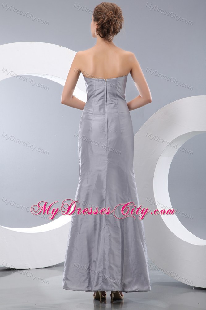 Sweetheart Gray Column Ruched Pageant Dresses Ankle-length