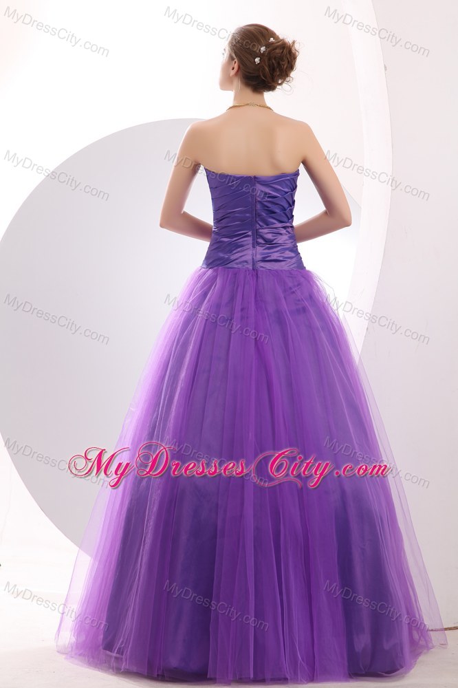 Long Purple Sweetheart Beauty Pageant Dresses with Ruches