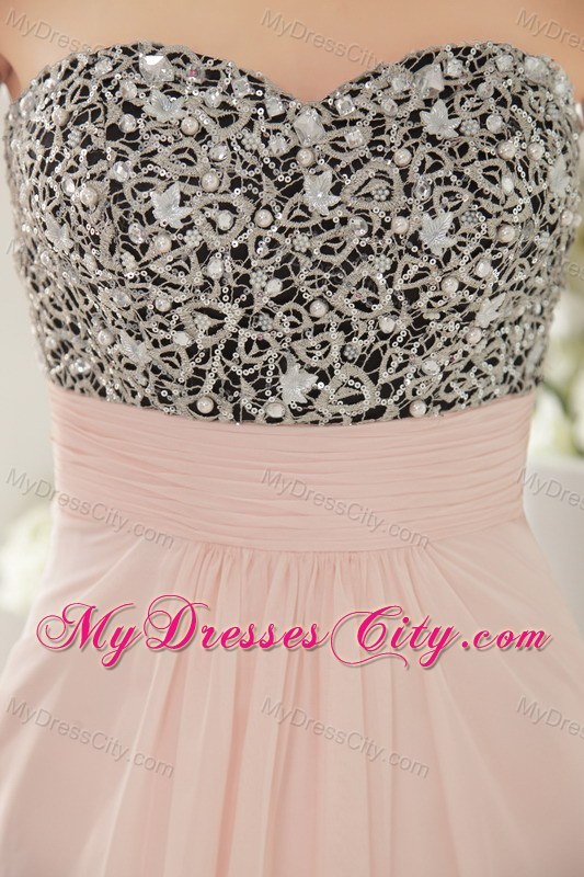 Pink Sweetheart Chiffon Beaded Prom Pageant Dress Floor-length