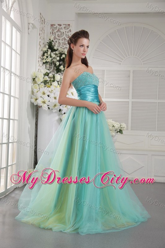 Sweetheart Slinky Colorful Prom Pageant Dress with Brush Train