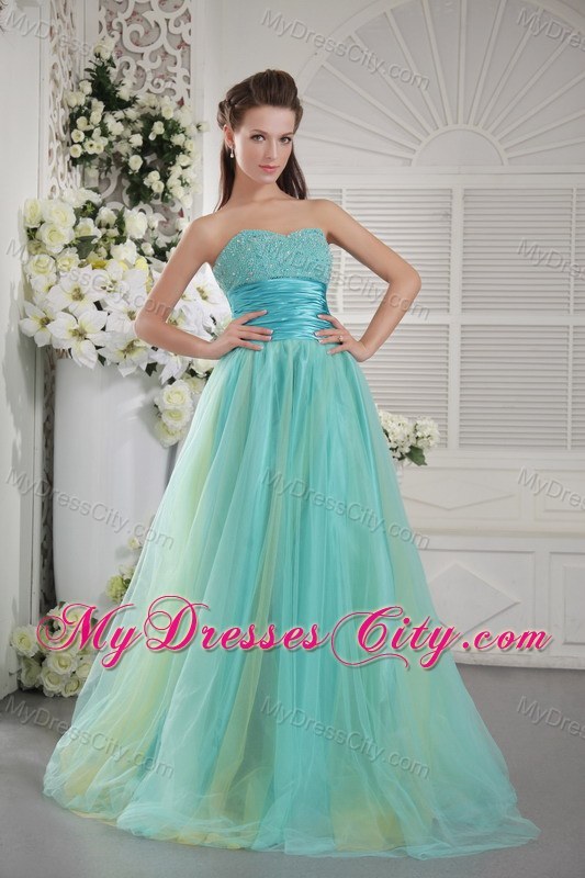 Sweetheart Slinky Colorful Prom Pageant Dress with Brush Train