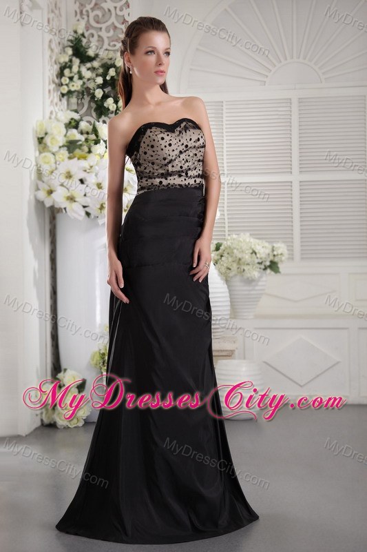 Long Black Sweetheart Ruched Prom Pageant Dress with Zipper Up