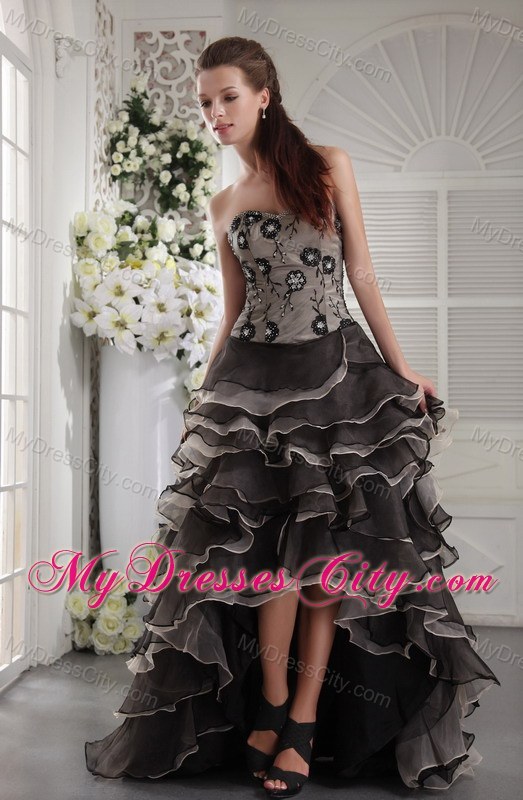 2013 Brown A-Line Appliques High-low Prom Pageant Dress