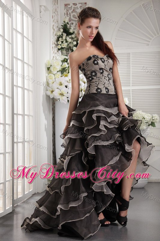 2013 Brown A-Line Appliques High-low Prom Pageant Dress