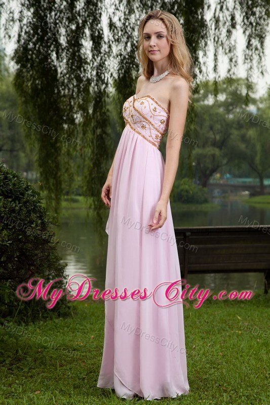 Sweetheart Empire Beading Pink Chiffon Pageant Dress