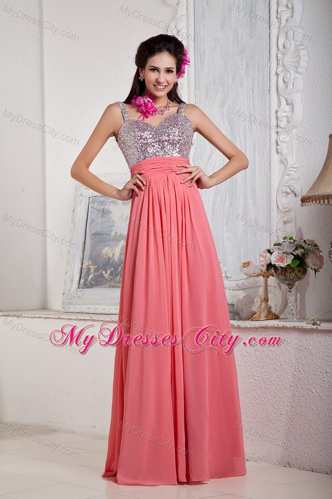 Watermelon Empire Chiffon Prom Pageant Dress Sweetheart Beaded