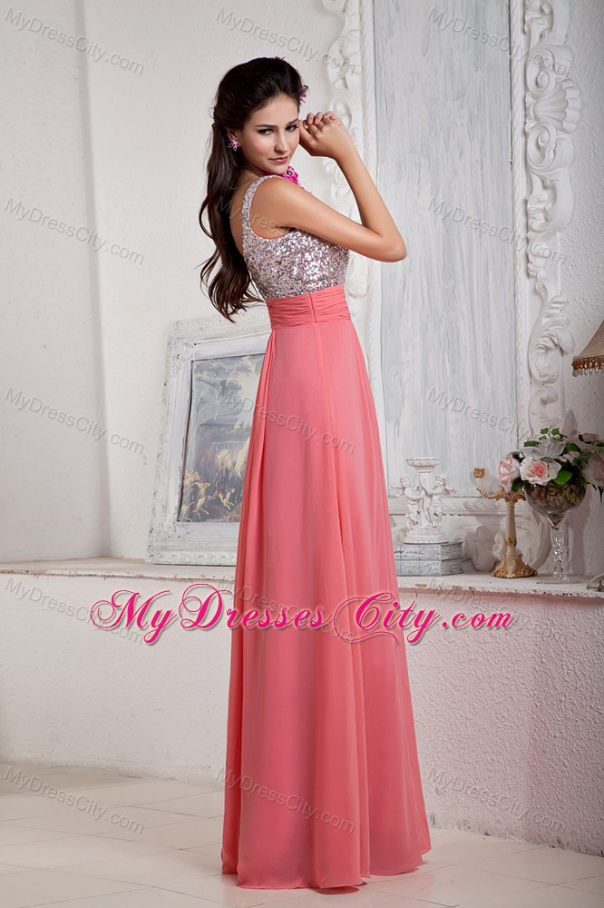 Watermelon Empire Chiffon Prom Pageant Dress Sweetheart Beaded