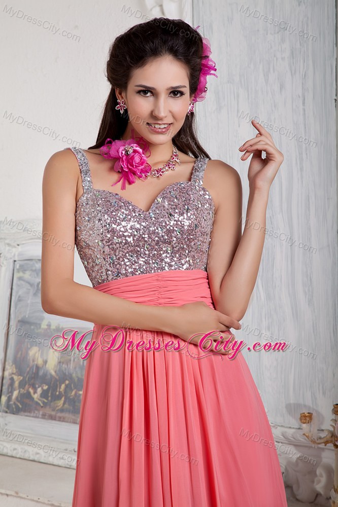 Watermelon Empire Chiffon Prom Pageant Dress Sweetheart Beaded