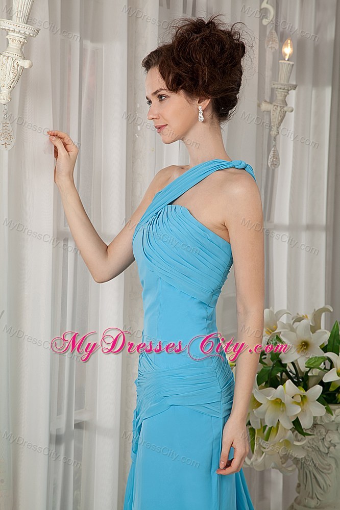 One Should Brush Train Chiffon Pageant Dress in Aqua Blue