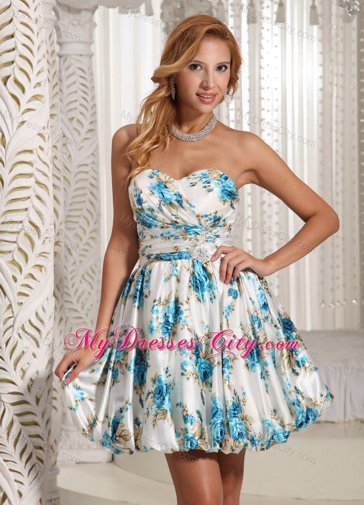 Printing Colorful Short Sweetheart Prom Dress For Party