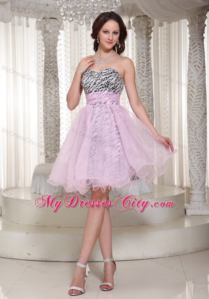 Pink Short Zebra with Beading 2013 Prom Dress for Party