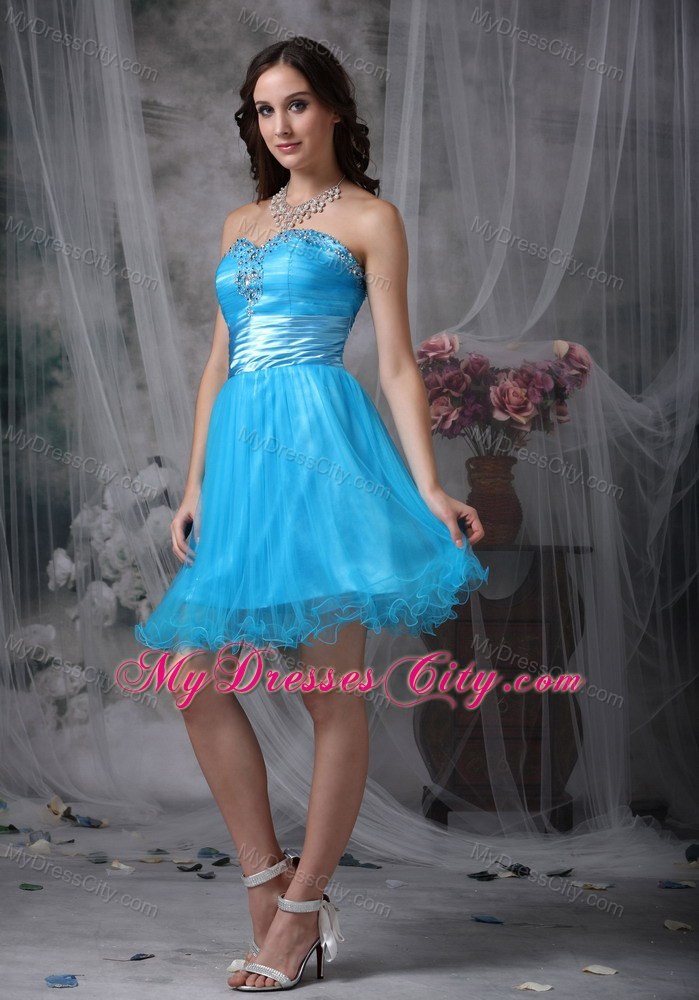 Teal Sweetheart Organza Beading Party Dress Style