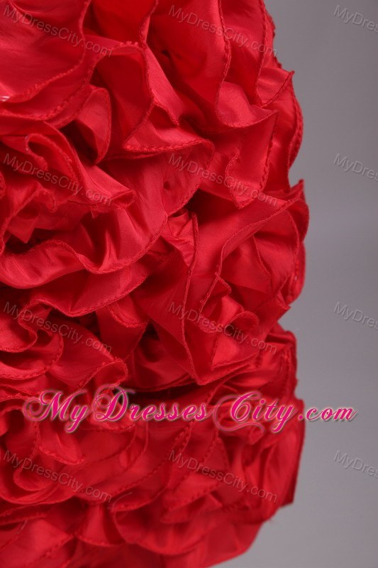 Sweetheart Red Column Mini Satin Beading Prom Dress for Party