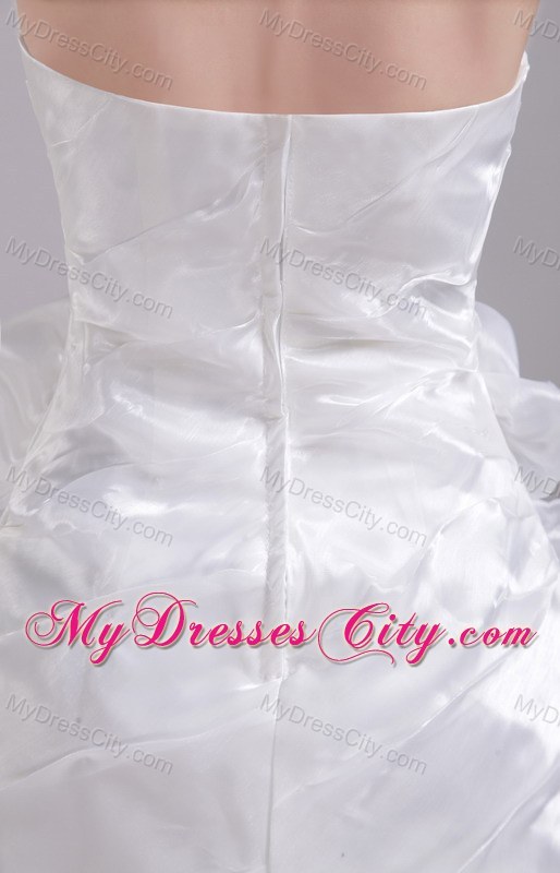 White Sweetheart Short Taffeta Handmade Flowers Party Dress