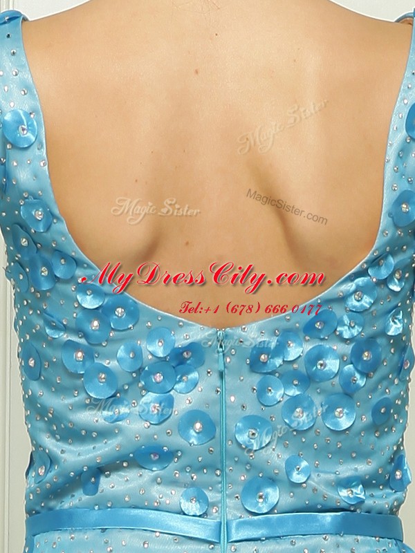 Romantic Mermaid With Train Baby Blue Chiffon Brush Train Sleeveless Beading and Appliques