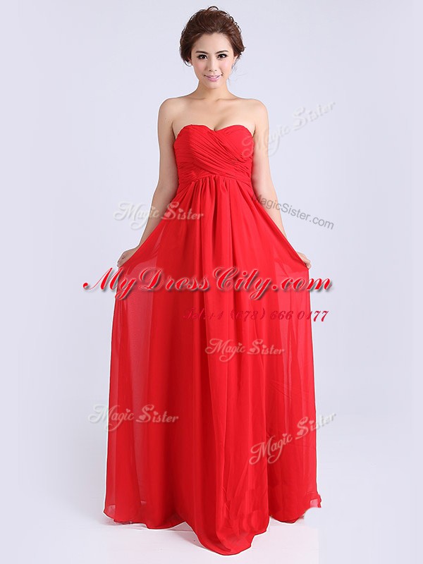 Chiffon Sleeveless Floor Length Dress for Prom and Ruching