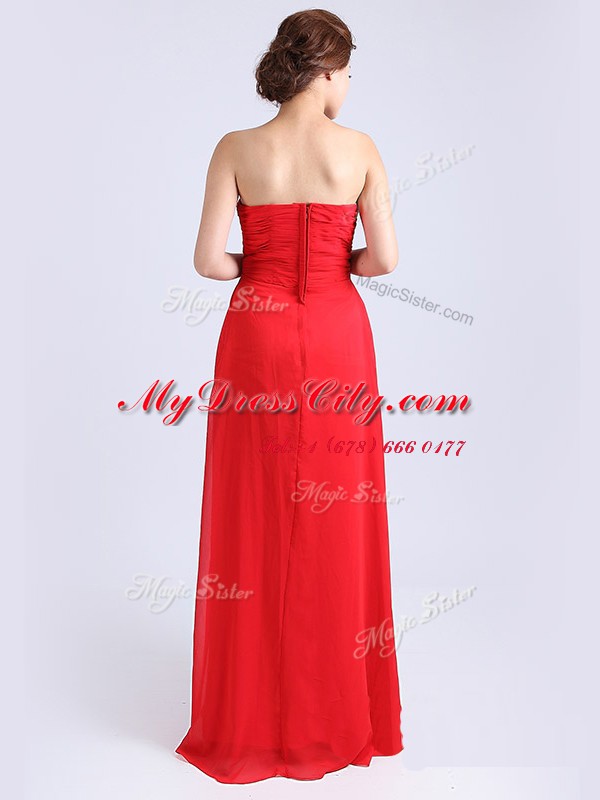 Chiffon Sleeveless Floor Length Dress for Prom and Ruching