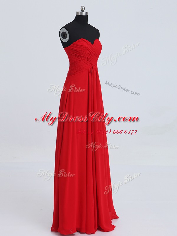 Chiffon Sleeveless Floor Length Dress for Prom and Ruching