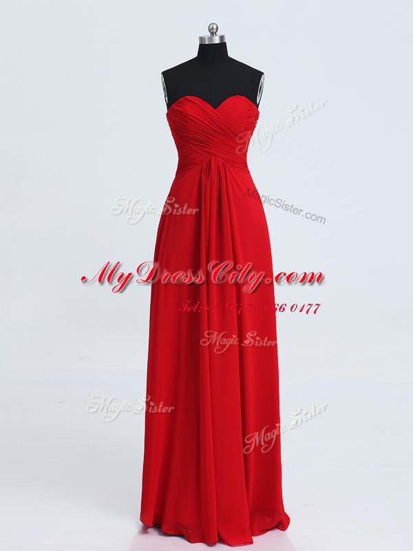 Chiffon Sleeveless Floor Length Dress for Prom and Ruching