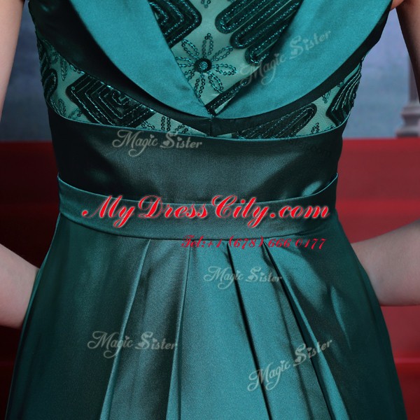 Custom Design Teal Homecoming Dress Prom and Party and For with Belt Scoop Sleeveless Side Zipper