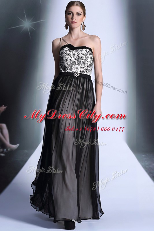 Sweet Chiffon Sleeveless Floor Length Prom Dresses and Appliques