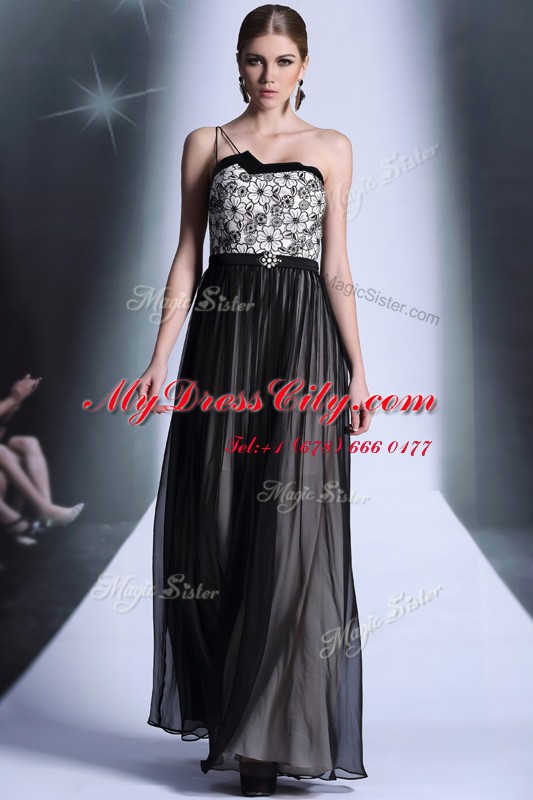 Sweet Chiffon Sleeveless Floor Length Prom Dresses and Appliques