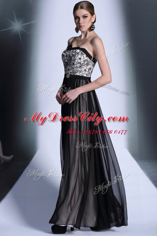 Sweet Chiffon Sleeveless Floor Length Prom Dresses and Appliques