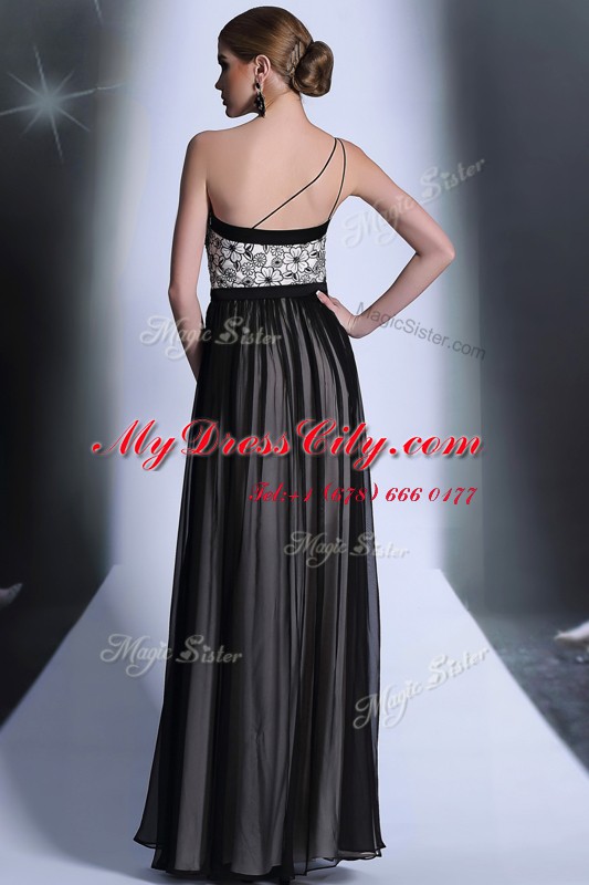 Sweet Chiffon Sleeveless Floor Length Prom Dresses and Appliques