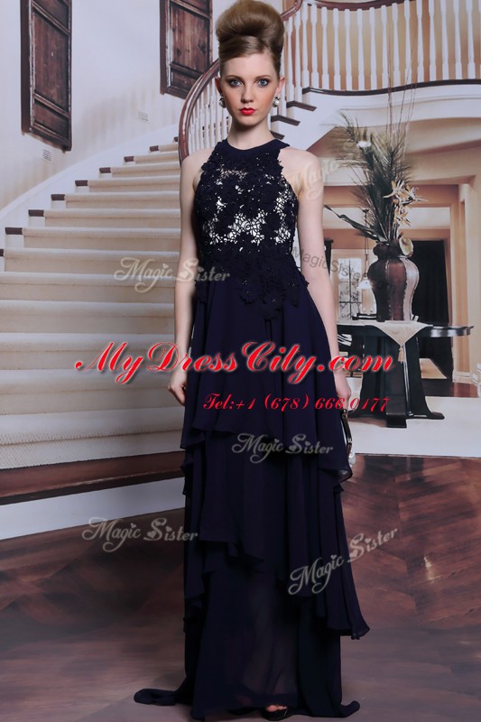 Scoop Black Sleeveless Floor Length Beading and Lace Lace Up Prom Evening Gown