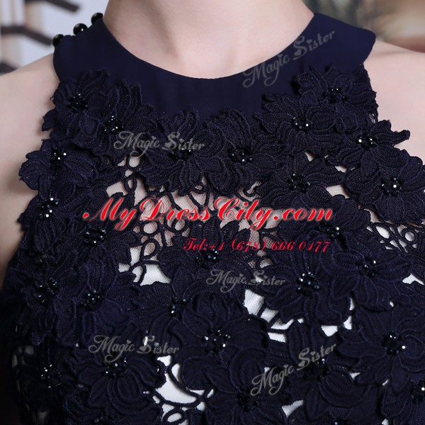 Scoop Black Sleeveless Floor Length Beading and Lace Lace Up Prom Evening Gown