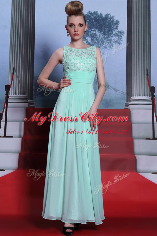 Perfect Scoop Floor Length Column/Sheath Sleeveless Apple Green Side Zipper