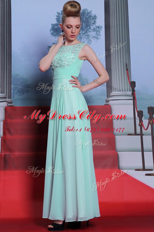 Perfect Scoop Floor Length Column/Sheath Sleeveless Apple Green Side Zipper