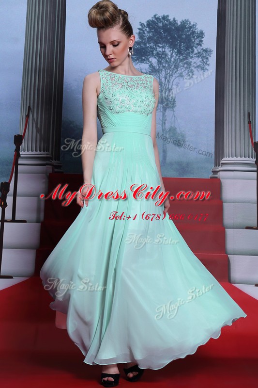 Perfect Scoop Floor Length Column/Sheath Sleeveless Apple Green Side Zipper