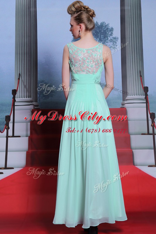 Perfect Scoop Floor Length Column/Sheath Sleeveless Apple Green Side Zipper