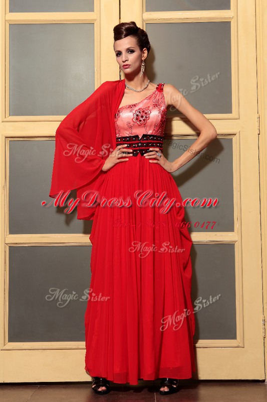 Chiffon Sleeveless Floor Length Prom Party Dress and Beading