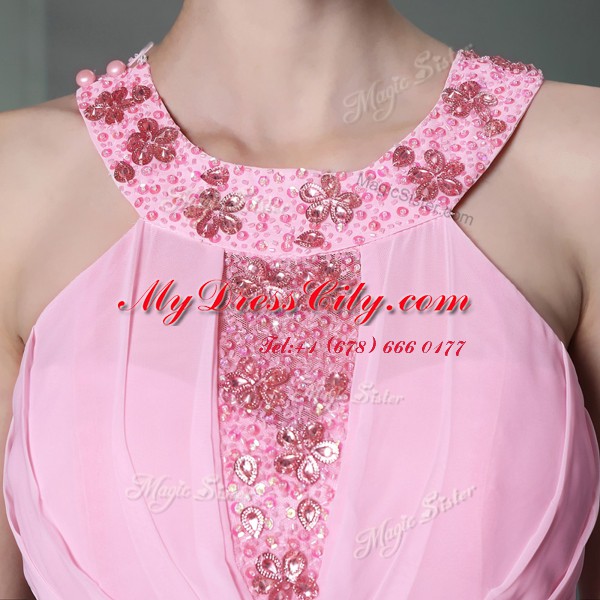 Designer Halter Top Sleeveless Chiffon Beading Side Zipper